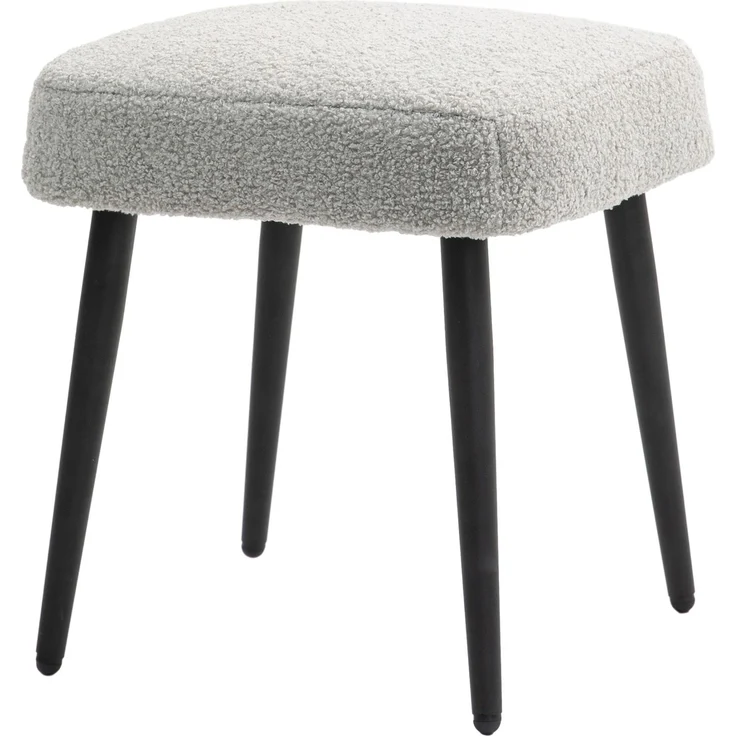 Hocker, Fußstütze, gepolsterter Sitz, Kaschmir-Optik, Stahlbeine, 42 x 42 x 44 cm, Hellgrau--Hellgrau--42x42x44cm--YOUDENOVA – Bild 1