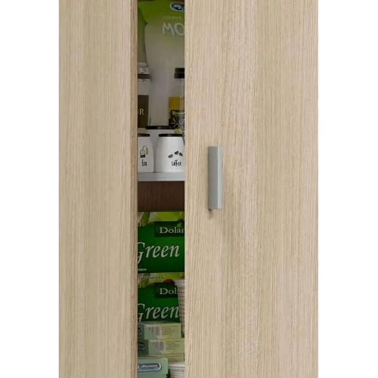 Mehrzweck-Kleiderschrank mit einer Flügeltür mit drei höhenverstellbaren Einlegeböden, Eichenfarbe, 37x37 x H180 cm – Bild 6