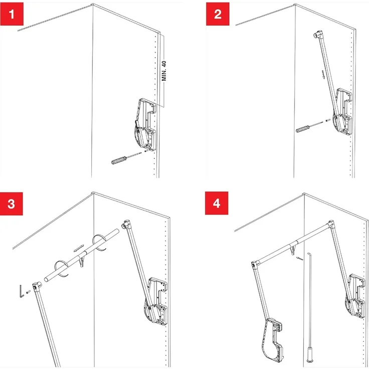 SO-TECH® Kleiderstange Kleiderlift mit Teleskop-Breitenverstellung 850 - 1150 mm, Tragkraft 15 kg – Bild 5