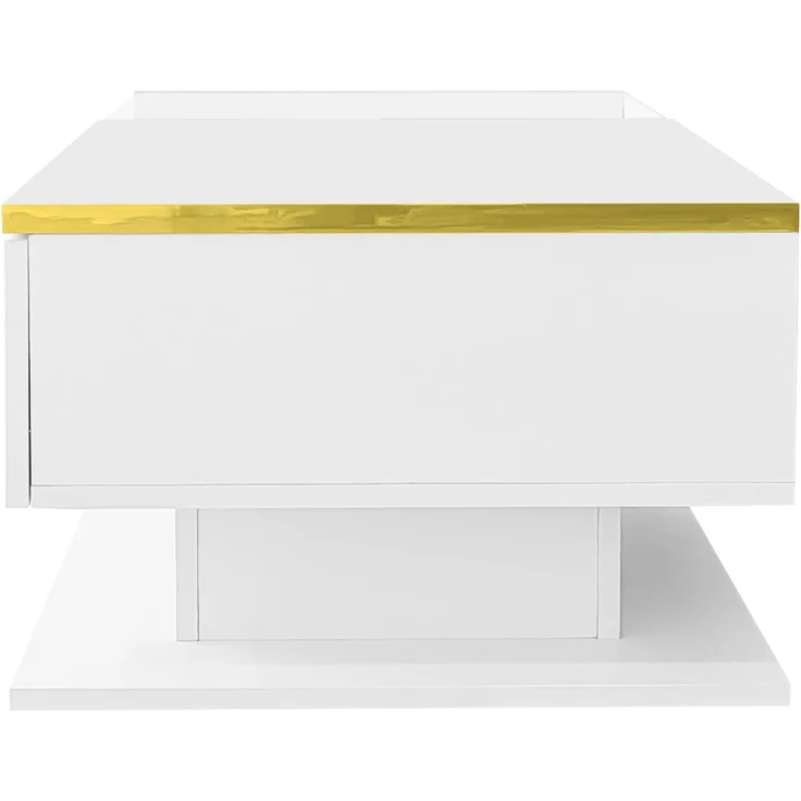 Couchtisch 90x50 cm Hochglanz Weiss LED Beleuchtung App Steuerung 16 Farben Glasplatte Wohnzimmer – Bild 9