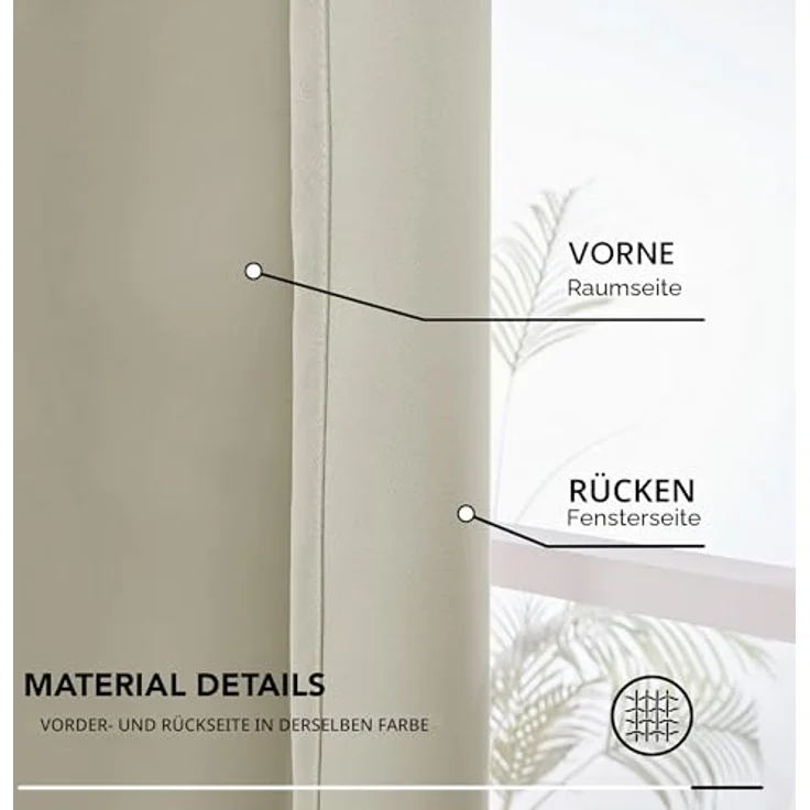 Deconovo Verdunklungsvorhänge mit Kräuselband Blickdicht Übergardinen Creme | 2er Set, H 175 x B 140 cm, Gardinen für Schienensystem, Hitzeschutz, Kinderzimmer Vorhang, für Wohnzimmer, Übergardinen – Bild 9