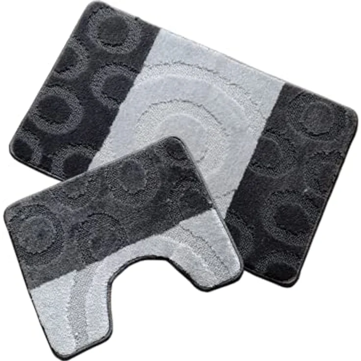 CaliCosy Bad- und WC-Teppichset graue Kreise - Grau – Bild 2