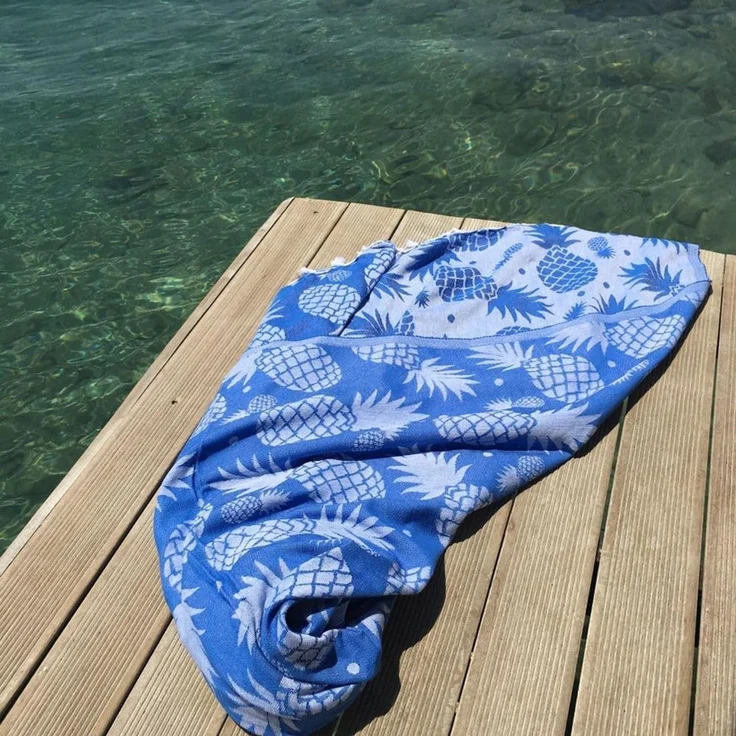 Mijolnir 'Ananas - Blue' Fouta (Strandtuch), Blau, 100 x 180 cm – Bild 2