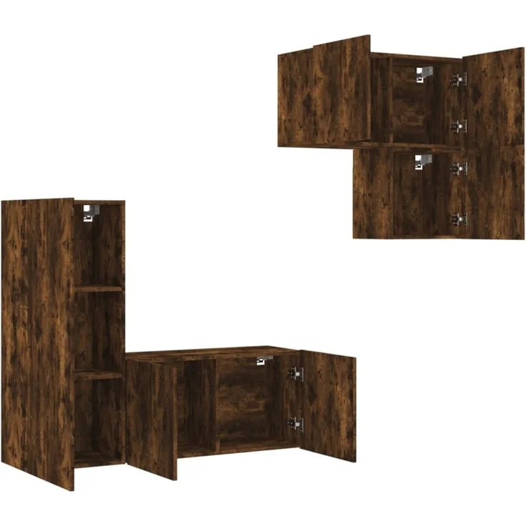 vidaXL 4-tlg. Wohnwand Räuchereiche Holzwerkstoff 3216432 – Bild 9