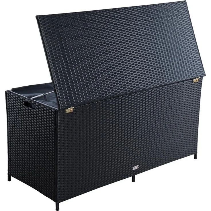 Polyrattan Auflagenbox Kissenbox Gartenbox 114 cm Aufbewahrungsbox Truhe Schwarz – Bild 8
