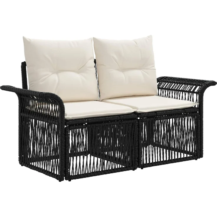 vidaXL Gartensofa-set 4 stk. Schwarz und Cremeweiß Poly-Rattan 3436585 – Bild 3