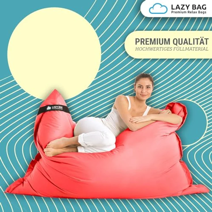 LAZY BAG Sitzsack für Indoor & Outdoor, Rot, Nylon, 400 l – Bild 4