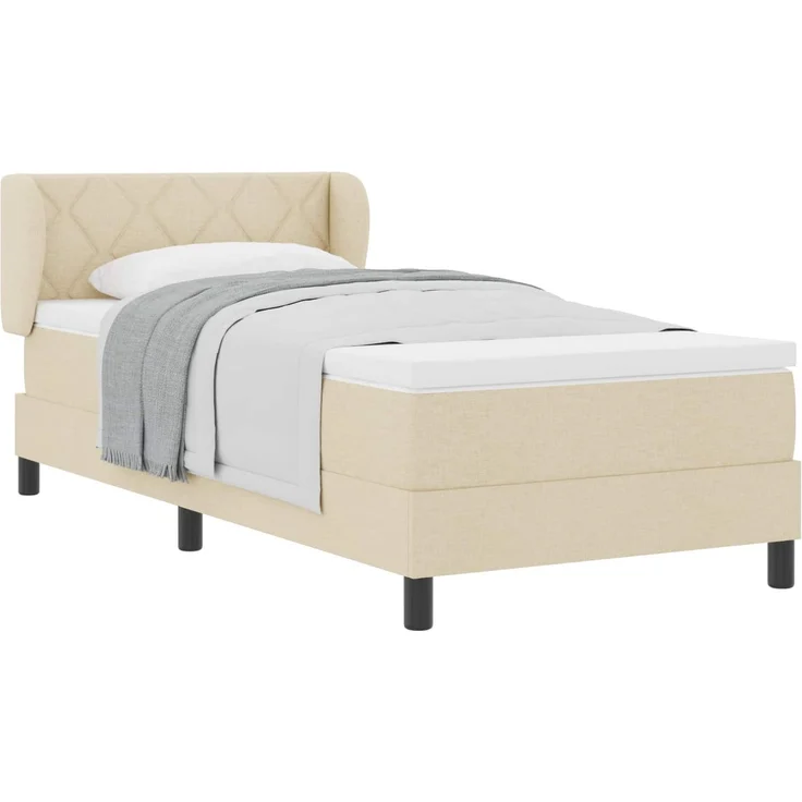 vidaXL Boxspringbett mit Kopfteil Creme 90 x 190 cm Stoff 3340064 – Bild 2