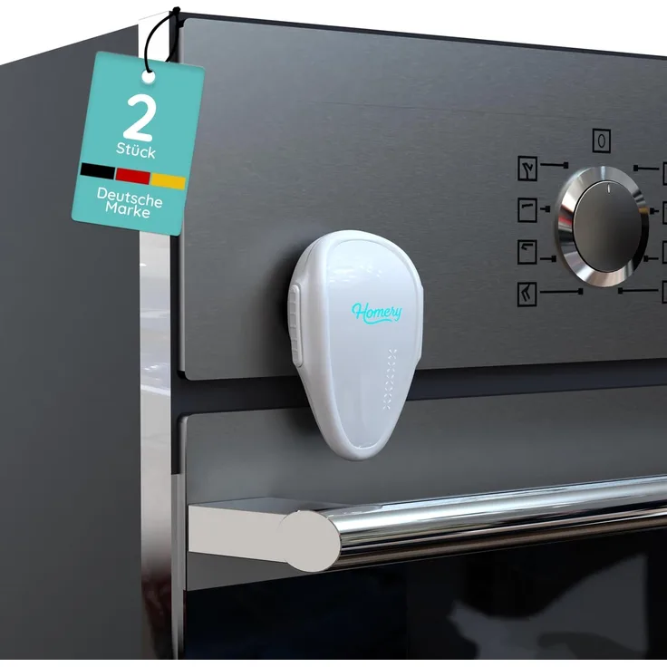 Backofen Kindersicherung von Homery, 2 Stück Backofentür-Sicherung, Schutz für Baby und Kleinkind - Einfache Installation ohne Bohren (2 Stück, Weiß)