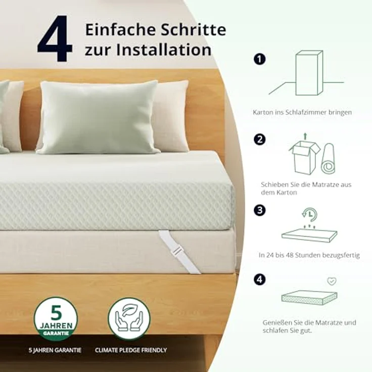 EGO HOME Gel Topper 100x200 cm, H2 Weicher Gel-Memory Matratzen Topper mit Grüntee-Extrakt, Öko-TEX Zertifiziert, Matratzen Topper 140x200 mit für Boxspringbett Schlafsofa Gel Bezug Kaltschaum 9CM Höhe – Bild 7