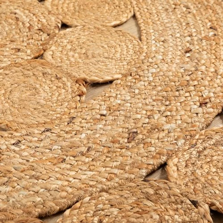 Steffensmeier Juteteppich Goa Design, Rund, 120x120 cm, aus Naturmaterialien, für Fußbodenheizung geeignet, Floral – Bild 5
