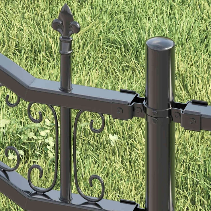 vidaXL Gartenzaun Kampen Grau 240 x 202,5 cm Pulverbeschichteter Stahl 42003966 – Bild 3