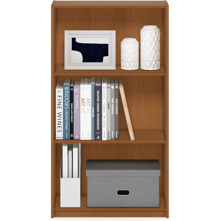 Furinno Basic Bücherregal mit 3 Fächern, Aufbewahrungsregal, Verbundholz, Leichte Kirsche, 23. 5x23. 5x100. 33 cm – Bild 4