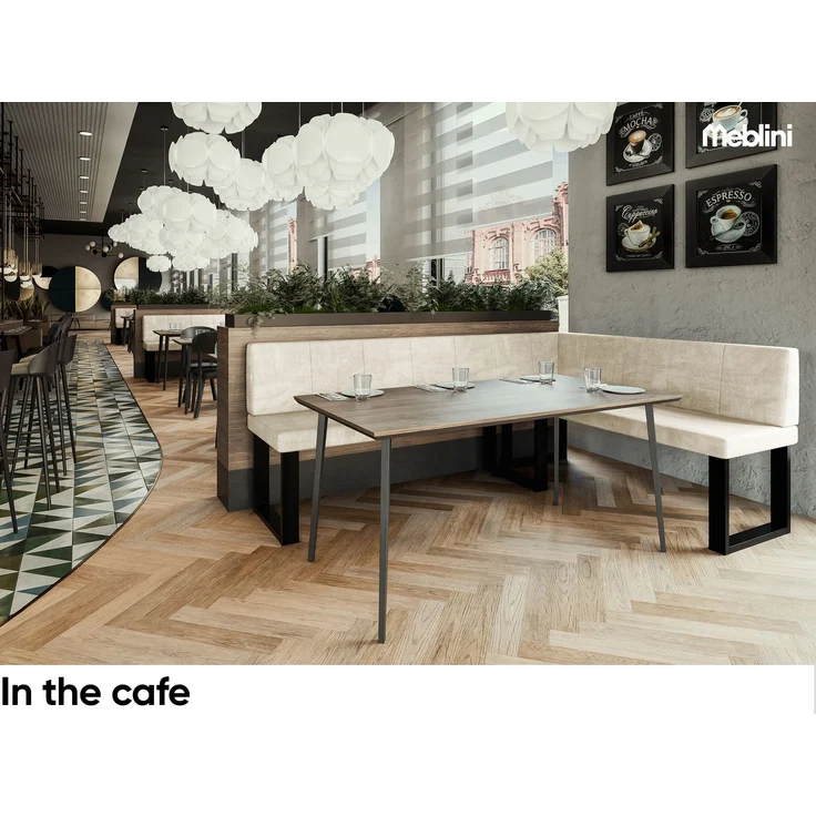 MEBLINI Eckbank für Esszimmer - Küchenbank - Essecke - Sitzecke Küche - PETER - U-Beine 142x196x87cm Rechts - Creme Samt – Bild 4
