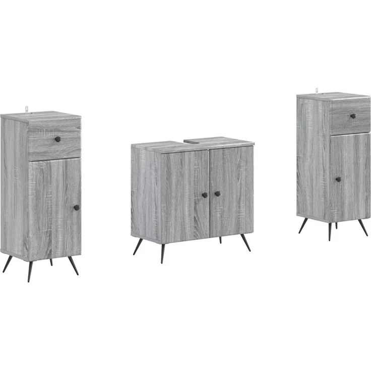vidaXL 3-teiliges Badezimmer-Schranksystem BREDA 3 stk. Sonoma-Grau 3418050 – Bild 2