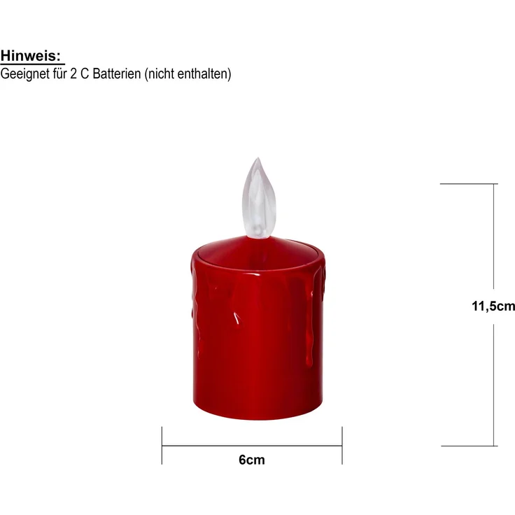 LED-BLOCKLEUCHTE PAULA / 11,5 cm / BATTERIE / Sensor / Innen-/Außenbereich / rot – Bild 6
