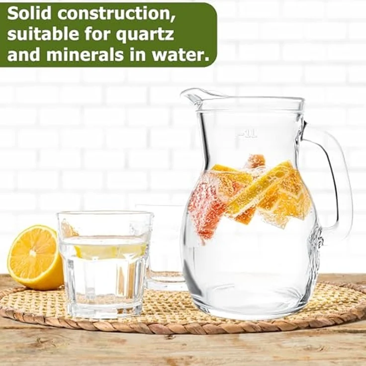 KONZEPT Wasserkrug Glaskrug Transparent Ergonomischer Griff, (2-tlg), Volumen: 1L, 500 ml, 250 ml. Set 1/2/3 Stk. – Bild 5