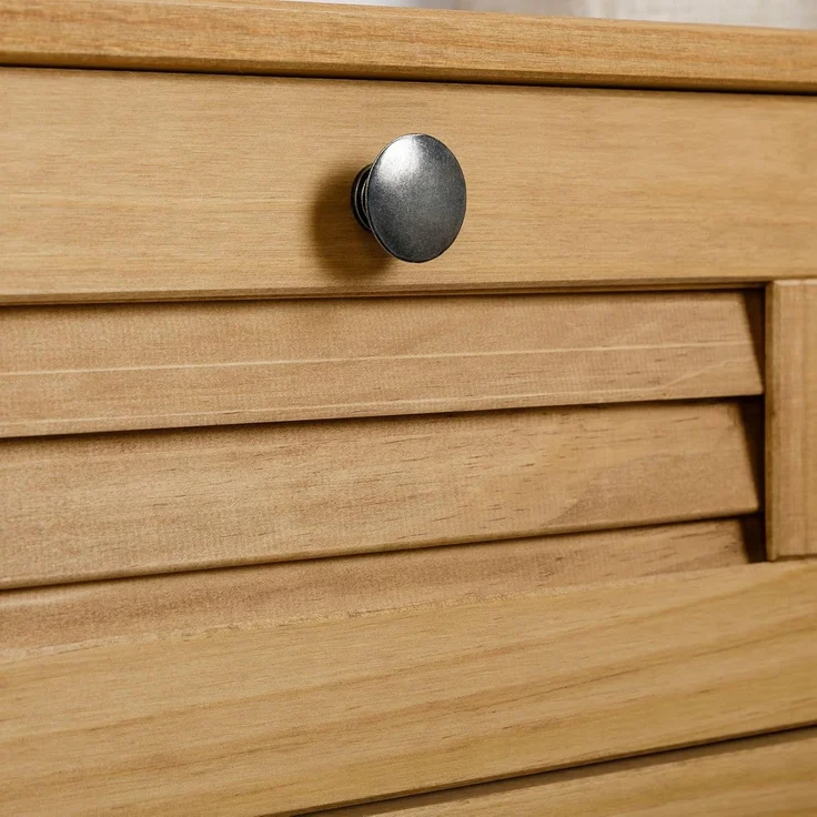 IDIMEX Nachtkommode VENETA, Nachtkonsole mit 2 Schubladen im Landhausstil Lamellendesign natur – Bild 5