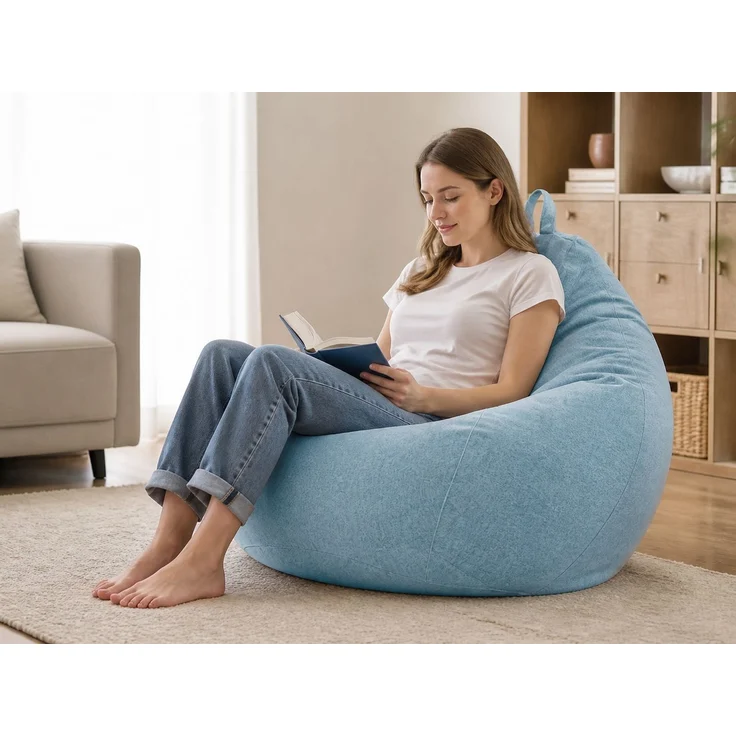 Sitzsack-Hülle ohne Füllmaterial, Hellblau, 80 x 90 cm, Stoffbezug für Innen- und Außenbereich – Bild 2