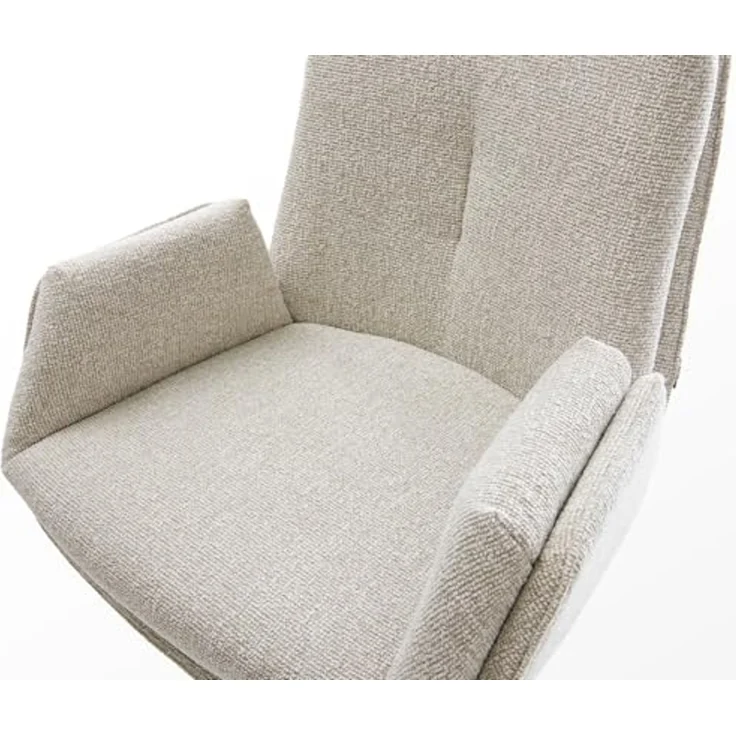Barstuhl Clea-Flex Webstoff Soft Beige Drehfuß höhenverstellbar Edelstahl Silberfarben – Bild 5