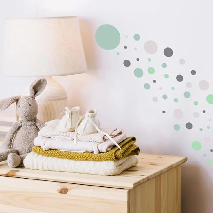 PUNALU Wandtattoo Kreis Set 176 Stück Wandtattoo Babyzimmer Kinderzimmer Kreisaufkleber, selbstklebend, rückstandslos abziehbar – Bild 7