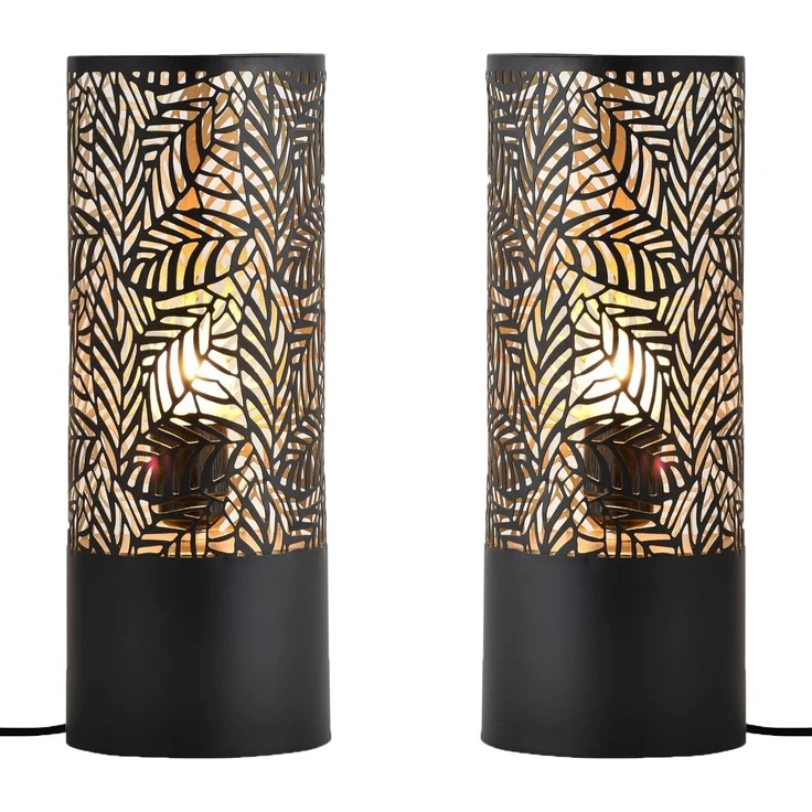 Marrakesch Orient & Mediterran Interior Nachttischlampe 2er Set Skandinavische Deko Tischlampe Lampe Verdure Klein Schwarz, ohne Leuchtmittel, Tischlampe – Bild 1