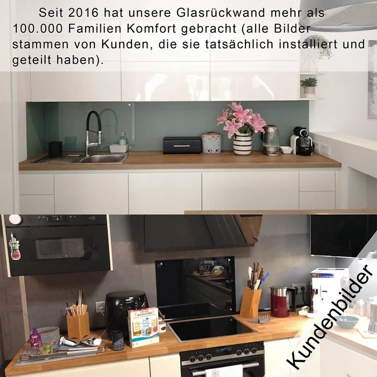 Küchenrückwand Spritzschutz Fliesenspiegel Küche Wandschutz Glas 6mm ESG Schwarz - 70x40CM – Bild 3