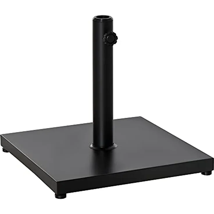 Outsunny Sonnenschirmständer, Metall, 45x45 cm, schwarz, mit rutschfesten Pads und Handdrehknopf für stabile Befestigung