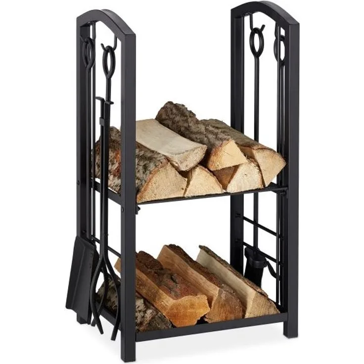 Kaminholzregal mit Besteck 10028783