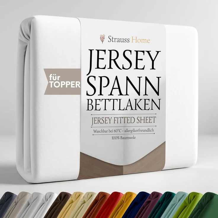 Strauss Home Spannbettlaken Premium Topper Spannbettlaken 150GSM für Matratzen-Topper 10cm Höhe, Gummizug: Rundumgummi, für Topper mit einer Höhe von 10cm, OEKO-TEX zertifiziert