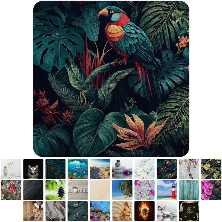 Sanilo Duschmatte, mit Motiv, rutschfest, waschbar, quadratisch, 230 extra starke Saugnäpfe, Kunststoff PVC, 53 x 53 cm, Exotic – Bild 1