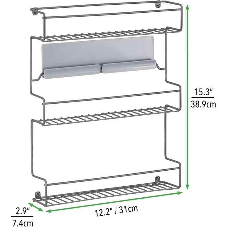 mDesign Gewürzregal Küchenregal Organizer selbstklebend 3 Ebenen Metall Graphit – Bild 2