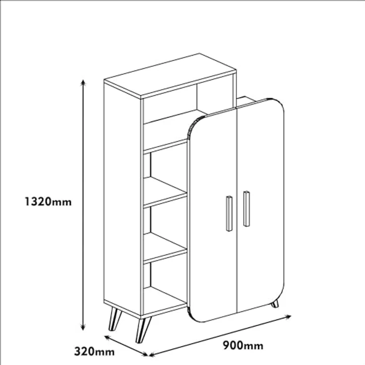 Dmora Credenza Capella, Buffet da soggiorno, Madia da salotto, Dispensa da cucina, 90x32h132 cm, Bianco – Bild 3