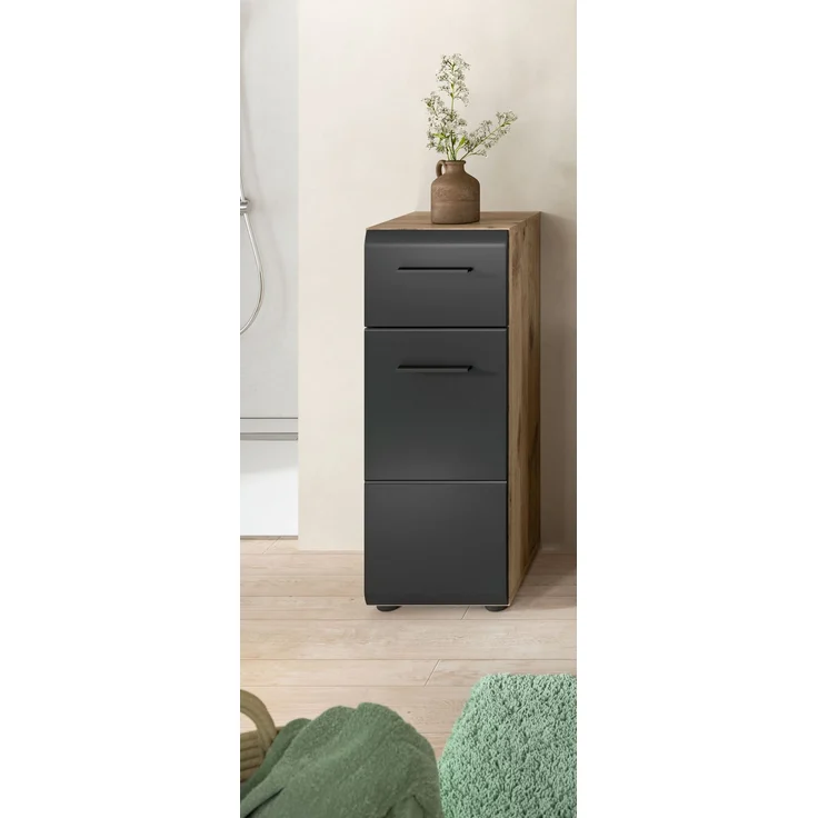 Standschrank (B/H/T: 30x80x30 cm) in schwarz matt und Nox Oak Nachbildung – Bild 6
