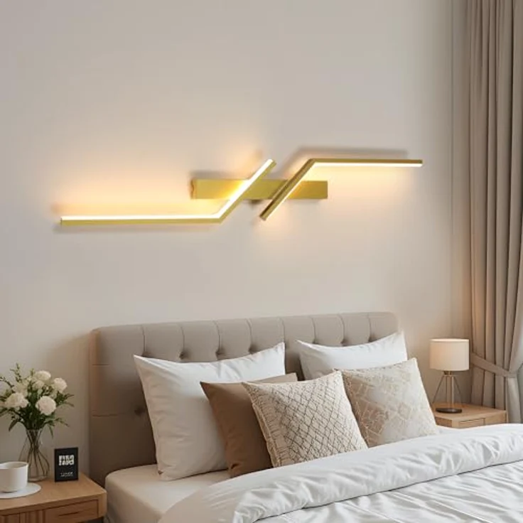 Goeco LED Wandlampe Innen 81CM, 24 W 2700LM Moderne LED Wandleuchte 2 Fimmige 3000K Warmes Licht, Lang Wandbelechtung Wandlicht für Flur Treppenhaus Wohnzimmer Schlafzimmer, Gold – Bild 7