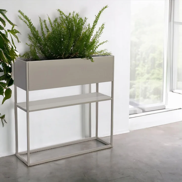 osoltus Pflanzkasten Raumteiler cube Warmgrey Grau Konsole 80 cm – Bild 2