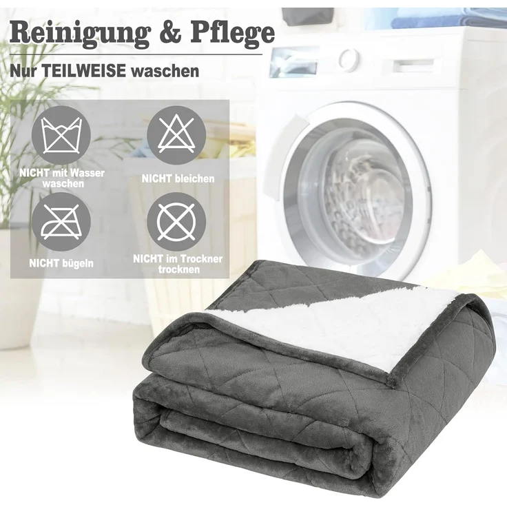 Woltu Gewichtsdecke, Bezug: Flanell Sherpa, Therapiedecke, Schwere Decke aus Flanell Sherpa – Bild 9