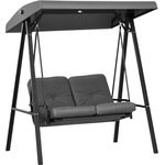 Outsunny Hollywoodschaukel mit Verstellbarem Dach, Kissen, 2-Sitzer, Verstellbares Dach, Schaukelbank, 1 tlg, Gartenschaukel, für Garten, Terrasse, Dunkelgrau, 145 x 116 x 172 cm