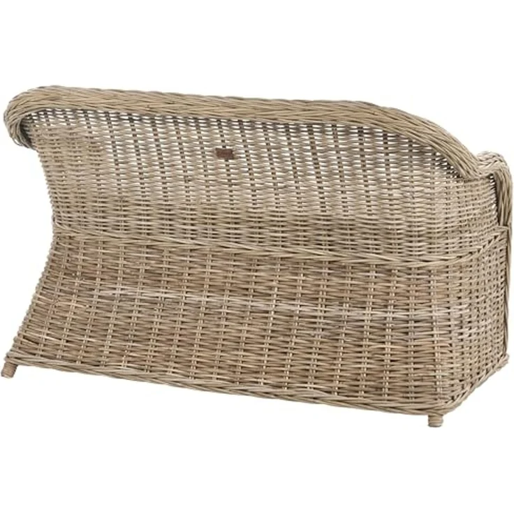 Beliani 'SUSUA' Gartensofa mit Ottomane, 2-Sitzer, Rattan natur, 141 x 69 x 86 cm – Bild 7