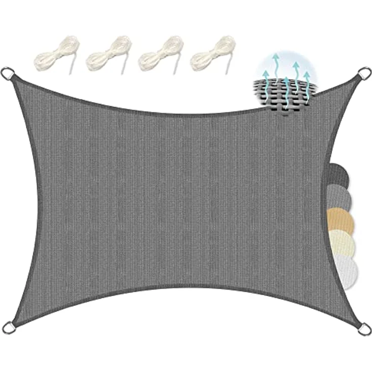 Sol Royal SolVision HS9 - Sonnensegel rechteckig 4x5 m HDPE Atmungsaktiv & UV Schutz Sonnenschutz für Terrasse, Balkon, Pool und Garten – Sonnensegel 400x500 cm Schattennetz Anthrazit – Bild 2