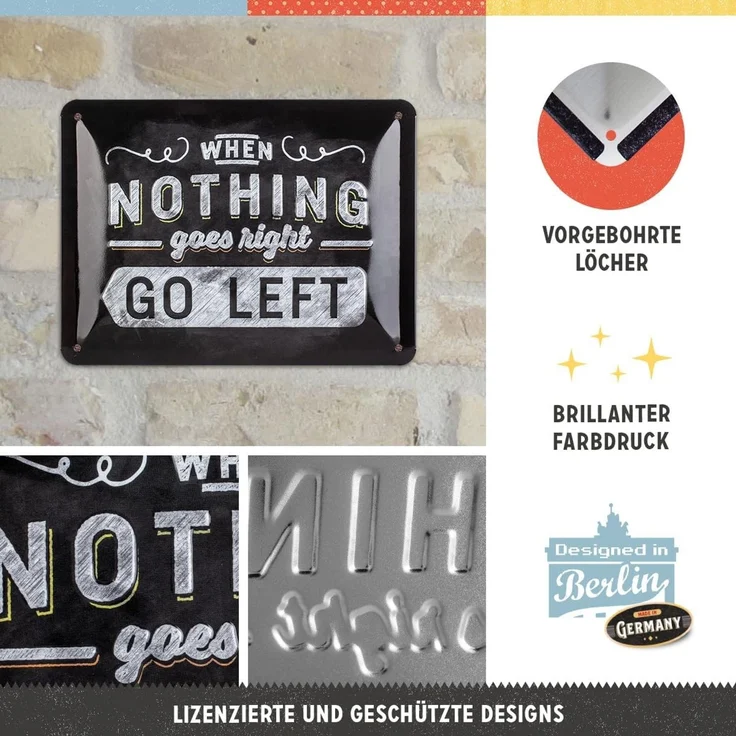 Nostalgic Art Blechschild 15x20 cm Go left – Bild 3
