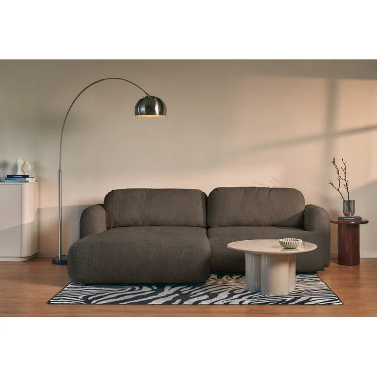 Selsey Tvoya Ecksofa mit Schlaffunktion, Ottomane links, Bouclé Braun – Bild 2