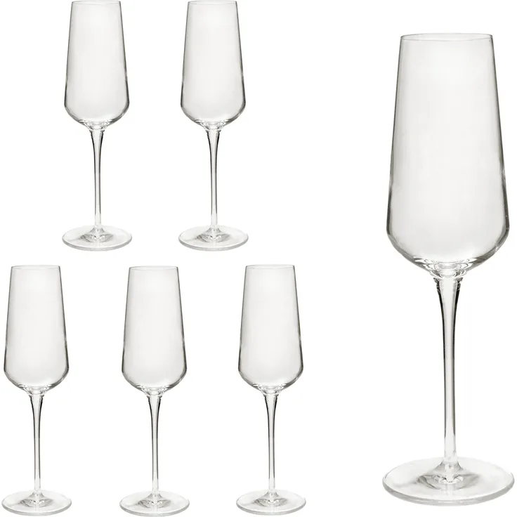 6er Set Sektgläser inAlto 28 cl Champagnergläser aus erstklassigem Kristallglas, bessere Bruchfestigkeit, filigranes Design