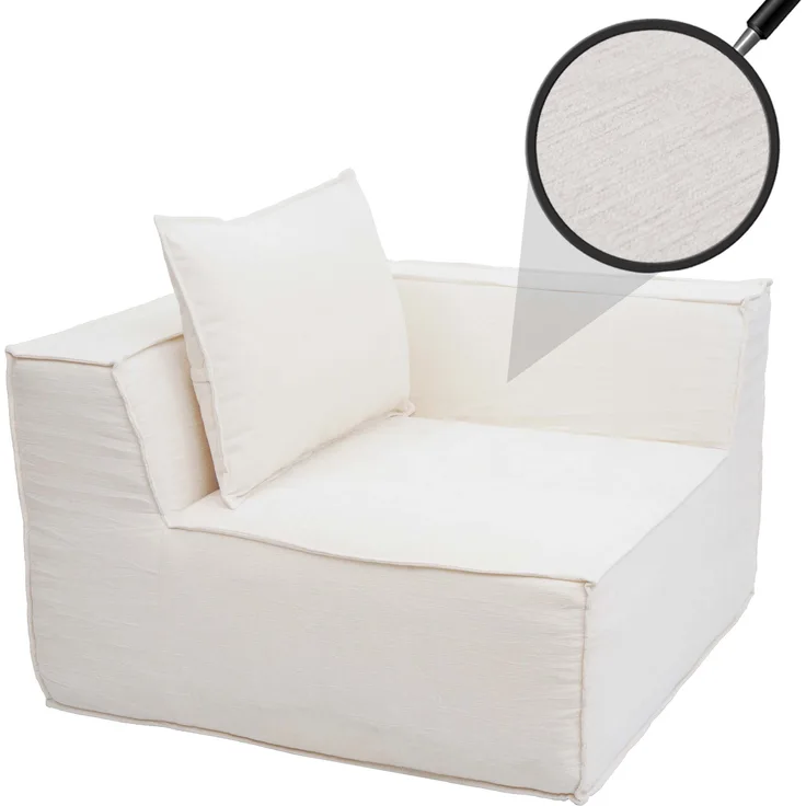 Eckteil/Zubehör für Sofa HWC-O54, Loungesessel Polstersessel Armlehne, Stoff/Textil (300g/m²) 63x97x97cm ~ creme
