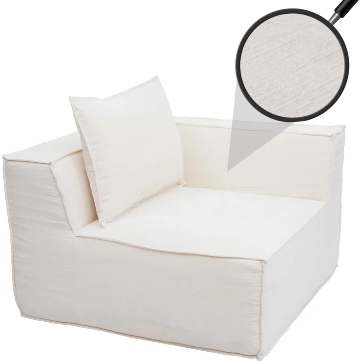 Eckteil/Zubehör für Sofa HWC-O54, Loungesessel Polstersessel Armlehne, Stoff/Textil (300g/m²) 63x97x97cm ~ creme – Bild 1