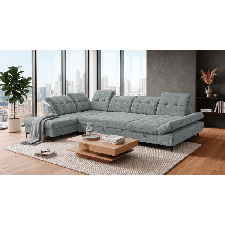 Wohnlandschaft Mercy von ED Exciting Design mit Schlaffunktion und Bettkasten im Glow Flachgewebe – Bild 4
