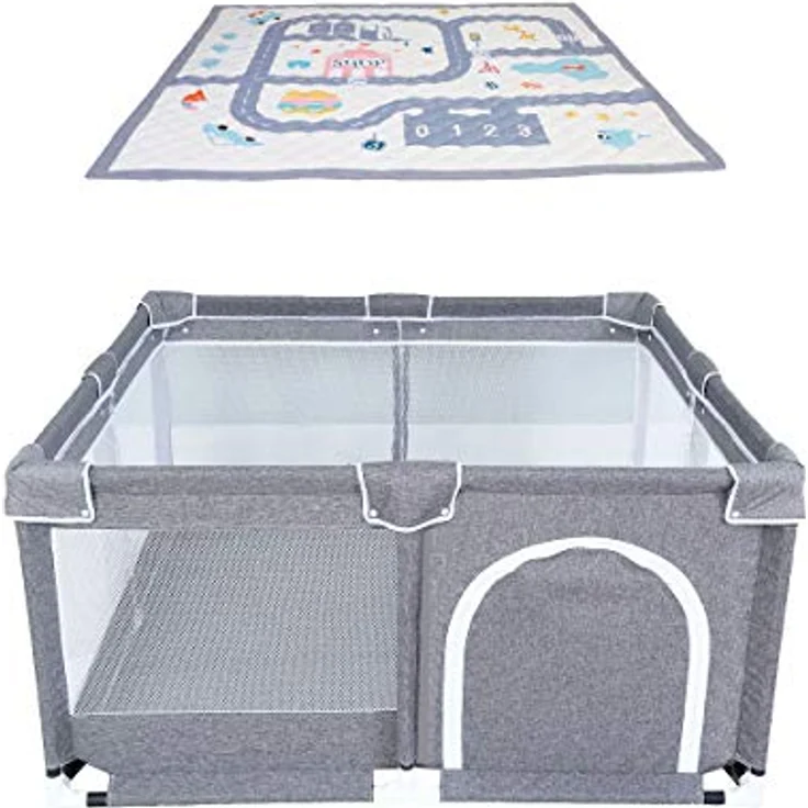 Star Ibaby Laufstall Oxford XL + Ultasoft-Teppich, ultraleicht, Farbe Grau (Soft Grey) – Bild 2