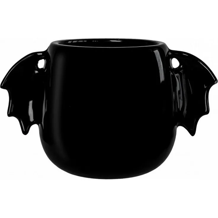 Horror-Shop Tasse Schwarzglänzende Keramik Tasse mit Fledermausflüge, Keramik
