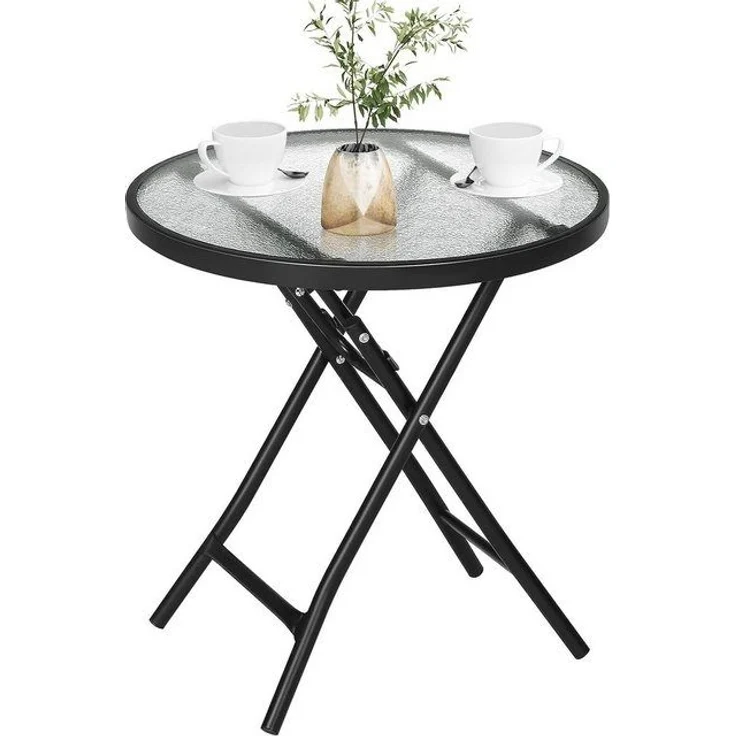 EUGAD Klapptisch (1-St), Beistelltisch klappbar, aus Glas&Metall, rechteckig – Bild 4
