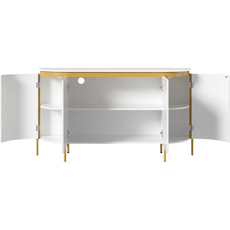 ZUBALIYA Sideboard 140x38x80 cm, mit 4 Türen, aus MDF, Weiß – Bild 14